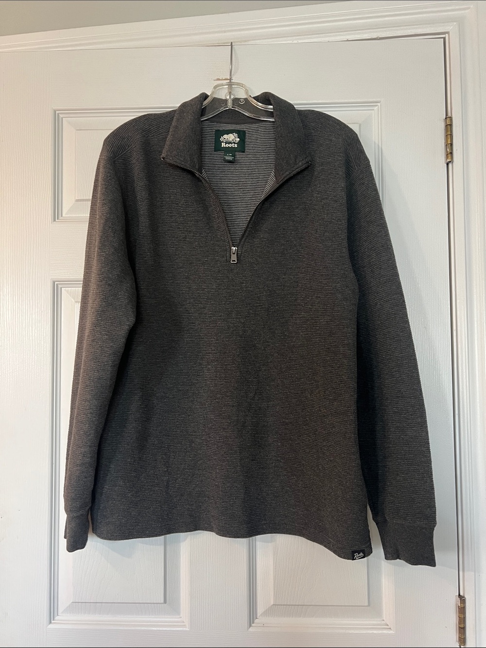 Roots Men's Charcoal Zip-Neck Sweater